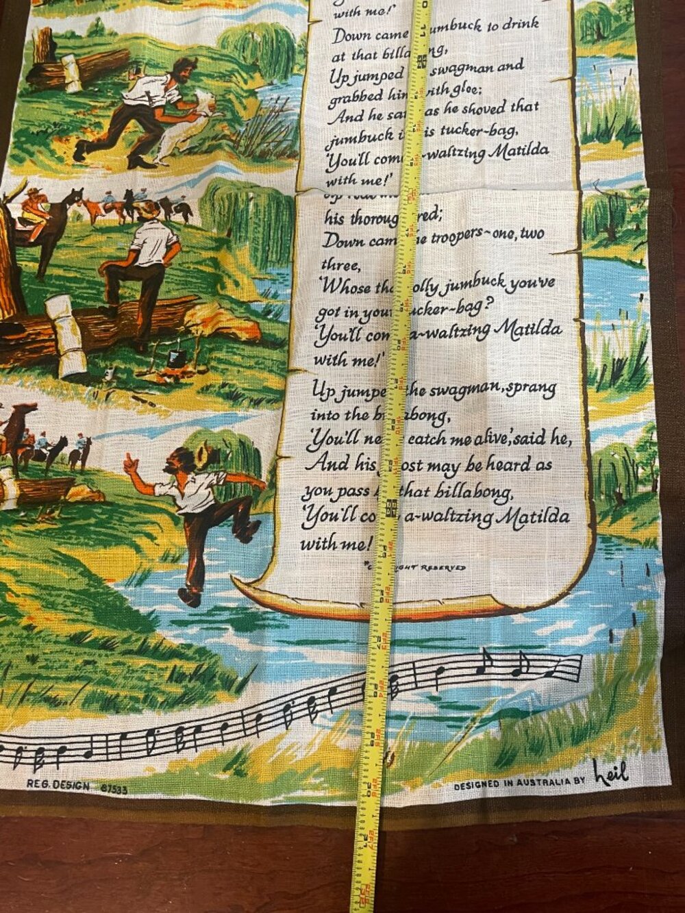 Vintage Heil Waltzing Matilda Pure Linen Australian Tea Towel - Picture 7 of 12